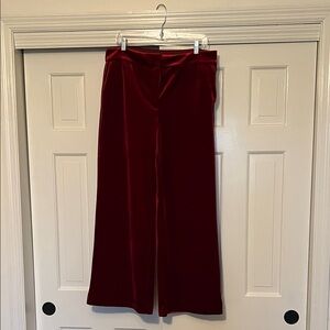 LOFT Red Velvet Wide-Leg Pants